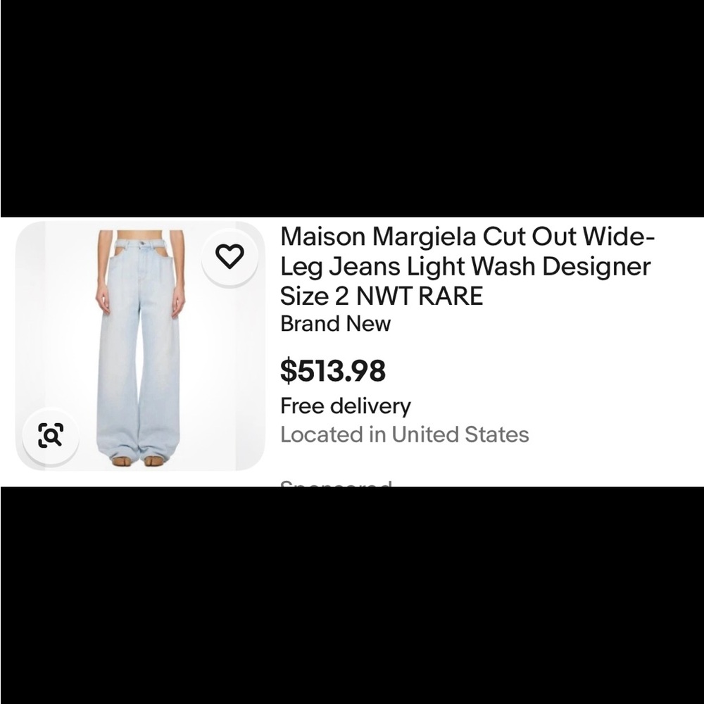 Light Blue with tan Women' Wide-Leg Jeans open waist Maison margiela size 2 - Picture 13 of 16